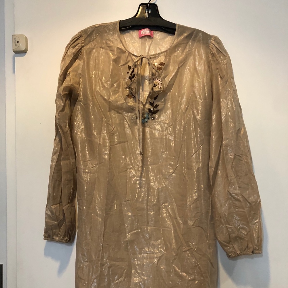 BluGirl taupe embellished blouse